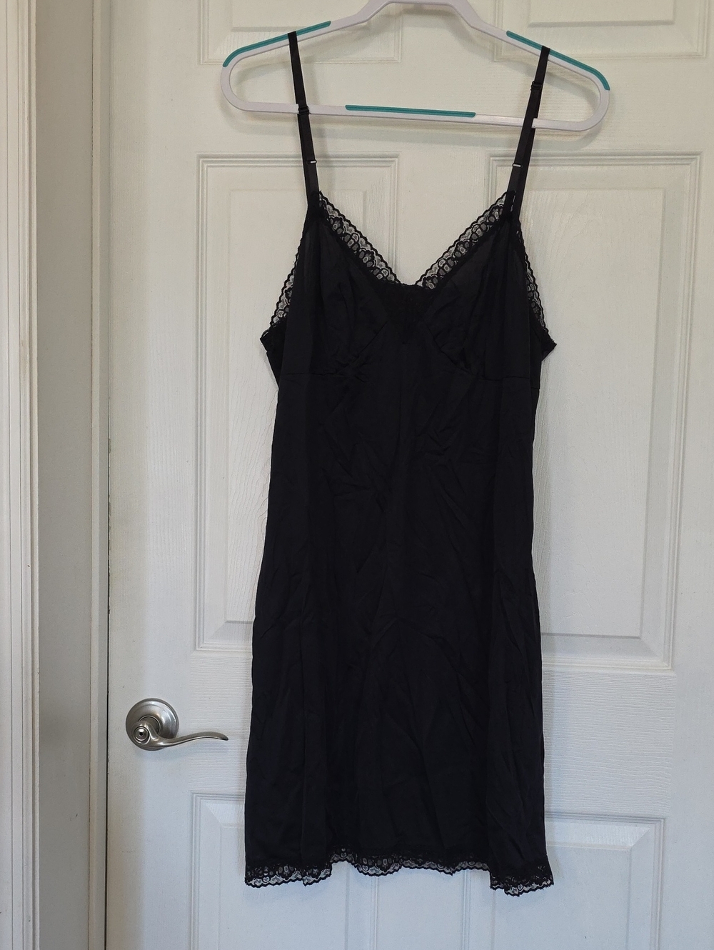 Vanity Fair Black Lace-Trim Slip